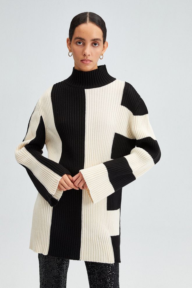 Ilia Jersey De Rayas Asimétricas Negro Ropa al por mayor Modesto