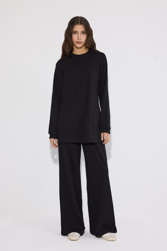 Touche Prive Conjunto Preto Casual Roupa De Rua Roupas por atacado Modesto