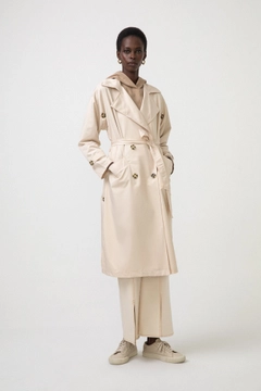 Un model de îmbrăcăminte angro poartă 45951 - Double Breasted RELAX THIN TRENCH COAT, turcesc angro Palton de Touche Prive