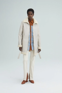 Un model de îmbrăcăminte angro poartă 33922 - Leather Coat With Furry, turcesc angro Sacou de Touche Prive