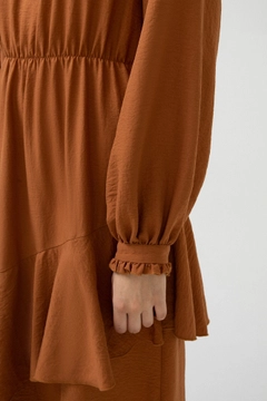 Модел на дрехи на едро носи 34212 - Frilly Dress With Neckband, турски едро рокля на Touche Prive