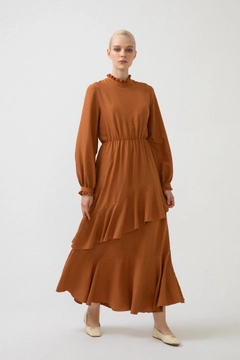 Veleprodajni model oblačil nosi 34212 - Frilly Dress With Neckband, turška veleprodaja Obleka od Touche Prive