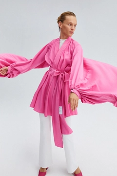 A wholesale clothing model wears 34396 - Sare Kimono, Turkish wholesale Kimono of Touche Prive