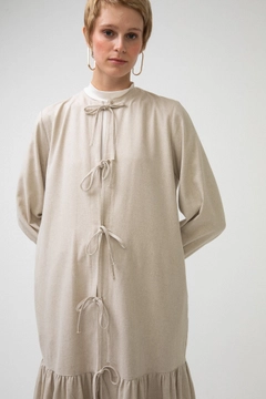 Ένα μοντέλο χονδρικής πώλησης ρούχων φοράει 34422 - Lace Up Jacket, τούρκικο Μπουφάν χονδρικής πώλησης από Touche Prive