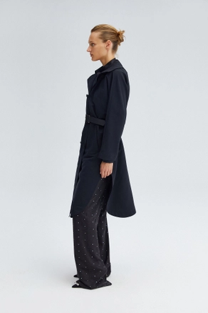 A model wears 34690 - Double Breasted Trenchcoat With Belt, wholesale undefined of Touche Prive to display at Lonca