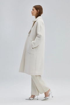 Hurtowa modelka nosi 34693 - Tweed Coat, turecka hurtownia Płaszcz firmy Touche Prive