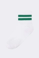 Een kledingmodel uit de groothandel draagt tou11738-striped-socks-white-&-green, Turkse groothandel  van 