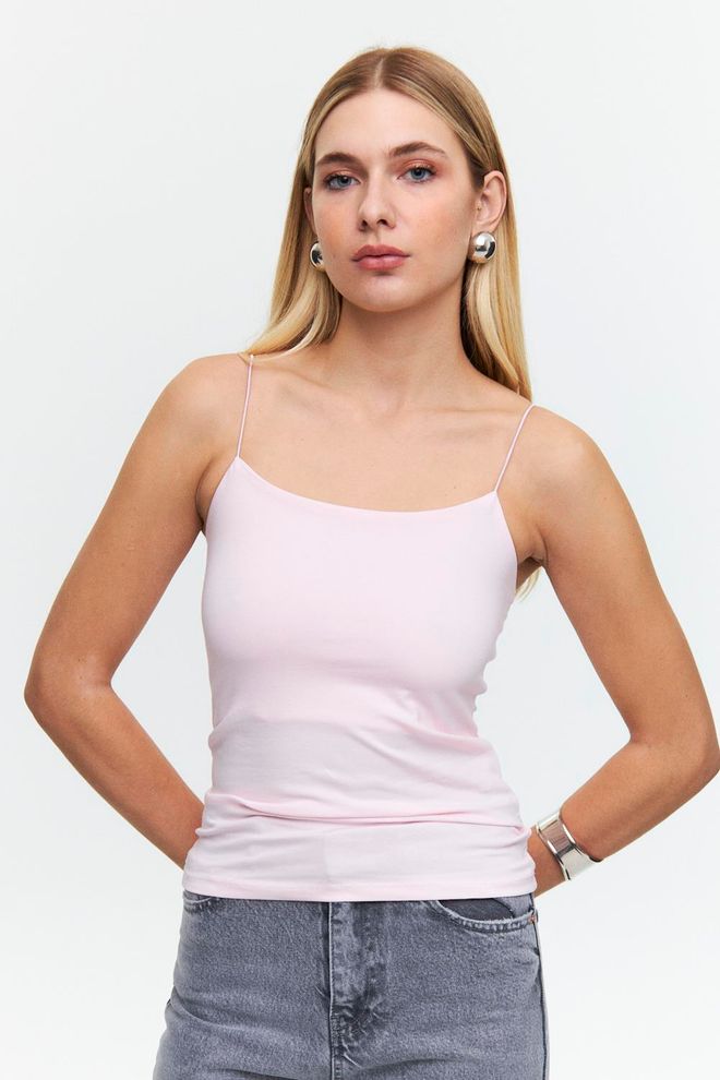 Tuba Crop Longo Com Alça De Corda Básica Rosa Roupas por atacado Casual