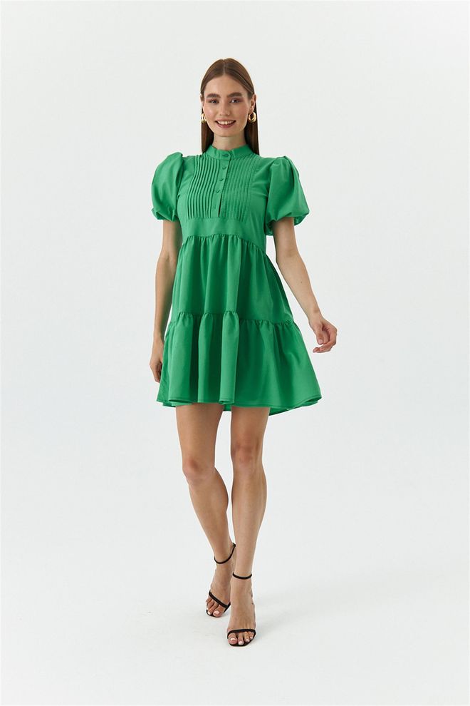 Ilia Žalia Babydoll Mini Su Pūstomis Rankovėmis Didmeninė prekyba drabužiais Kokteilinė