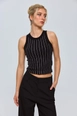 A wholesale clothing model wears tbu12713-halter-neck-stone-printed-women's-undershirt-black, Turkish wholesale  of 