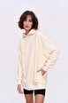 A wholesale clothing model wears 36186-sweatshirt-cream, Turkish wholesale  of 