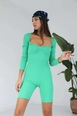 A wholesale clothing model wears 36724-bodysuit-green, Turkish wholesale  of 