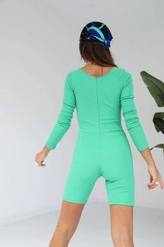 A wholesale clothing model wears 36724 - Bodysuit - Green, Turkish wholesale Bodysuit of Tuba Butik