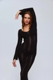 Ένα μοντέλο χονδρικής πώλησης ρούχων φοράει tbu12653-openwork-knitwear-long-dress-black, τούρκικο  χονδρικής πώλησης από 