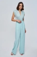 A wholesale clothing model wears tbu12770-palazzo-green-women's-trousers-with-darts-mint, Turkish wholesale  of 