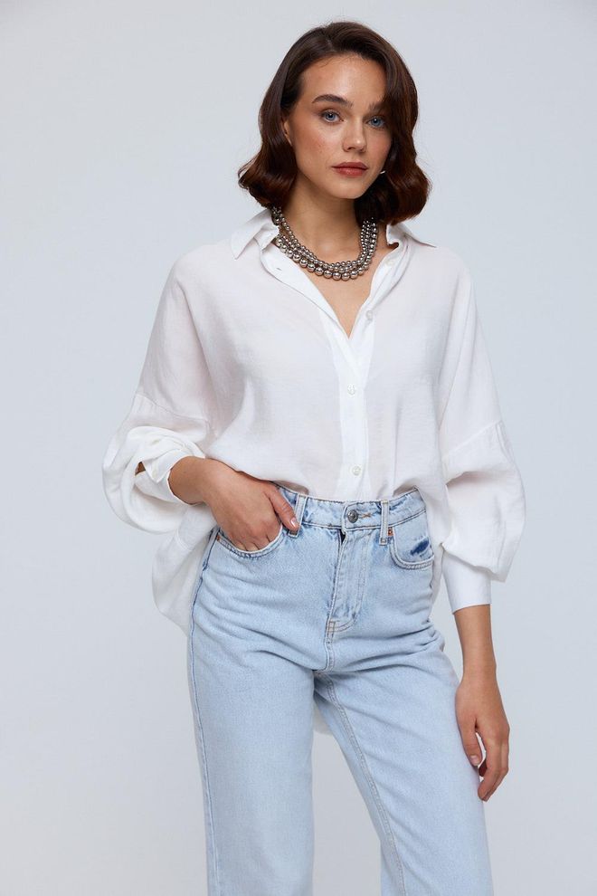 Ilia Camisa Oversize Modal Para Mujer Blanca Ropa al por mayor Casual