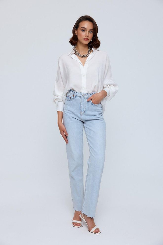 Ilia Oversize Modal Women's Shirt White Wholesale Clothing Cotton