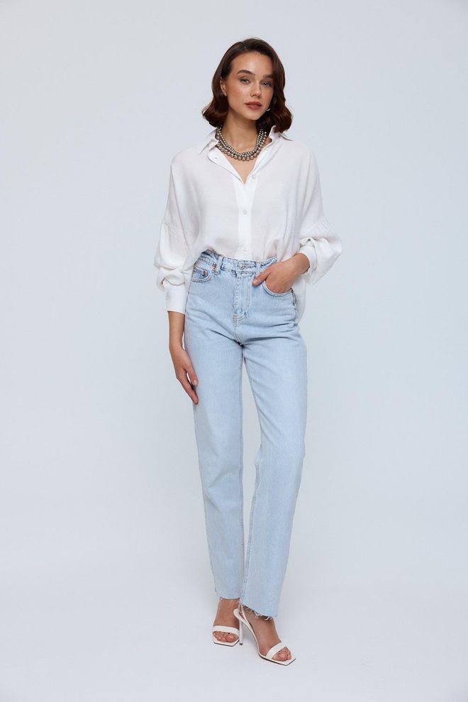Ilia Oversize Modal Women's Shirt White Wholesale Clothing Spring