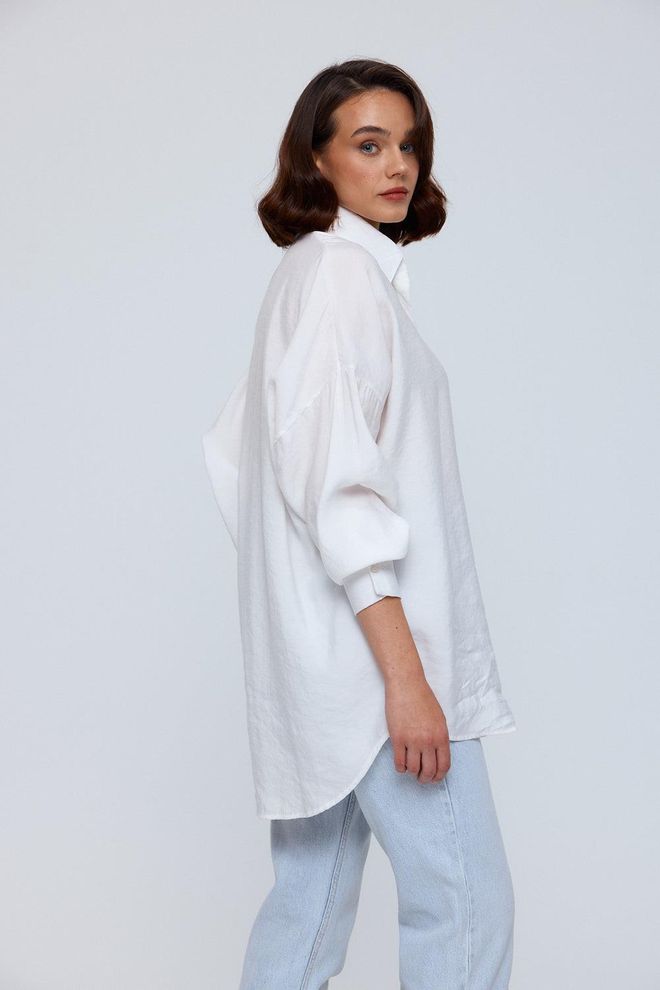 Ilia Oversize Modal Women's Shirt White Wholesale Clothing 5