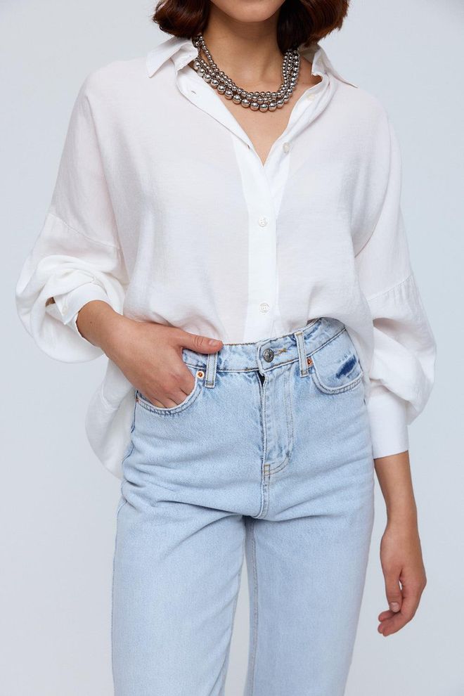 Ilia Oversize Modal Women's Shirt White Wholesale Clothing Dating