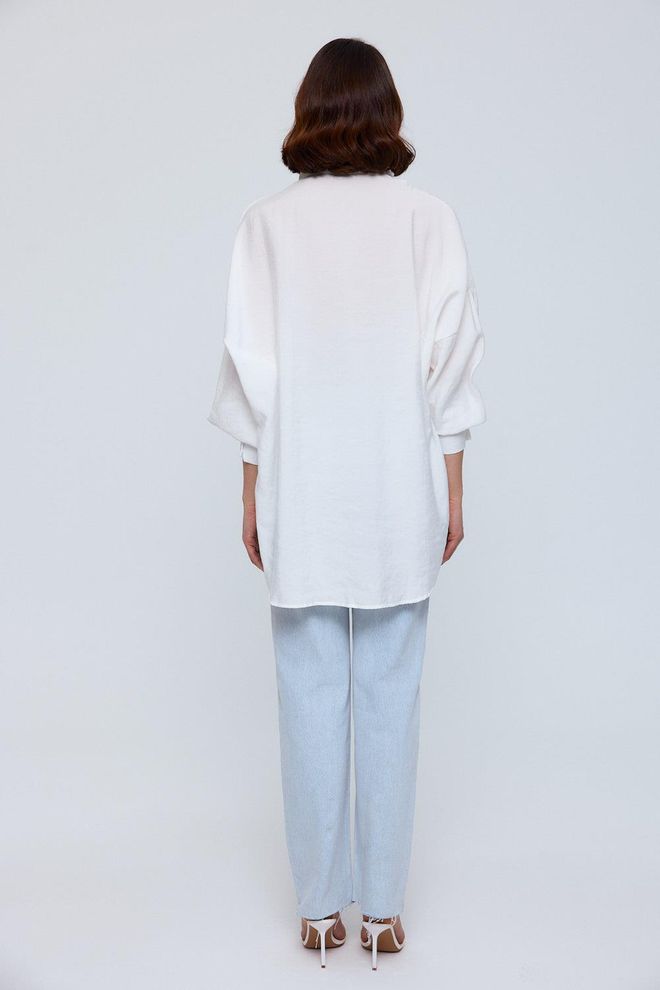 Ilia Oversize Modal Women's Shirt White Wholesale Clothing Formal