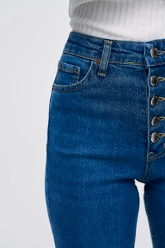A wholesale clothing model wears 41145 - Jeans - Blue, Turkish wholesale Jeans of Tuba Butik