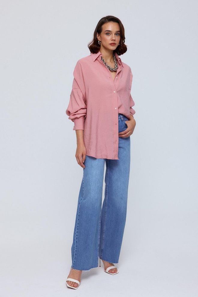 Ilia Oversize Modal Shirt Pink Wholesale Clothing Formal