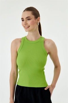 Un model de îmbrăcăminte angro poartă TBU10762 - Halter Collar Corduroy Athlete - Green, turcesc angro Atlet de Tuba Butik