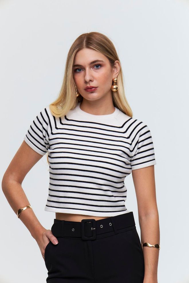 Tuba Blouse En Tricot À Manches Courtes Et Col Rond Crème Vêtements en gros Décontracté