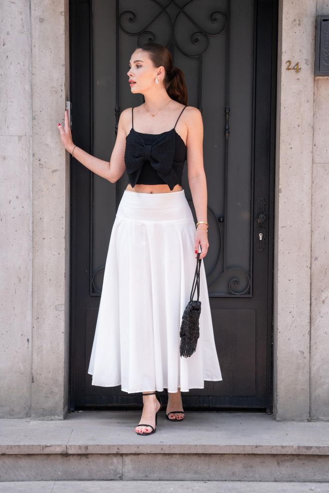 Tuba Crop Top En Tricot À Bretelles Et Nœud Détaillé Noir Vêtements en gros Décontracté