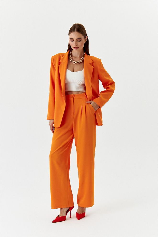 Tuba High Waist Palazzo Women's Trousers Orange Wholesale Clothing Elegant