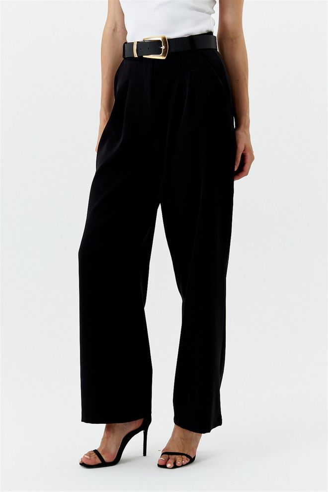Tuba High Waist Palazzo Women's Trousers Black Wholesale Clothing Formal