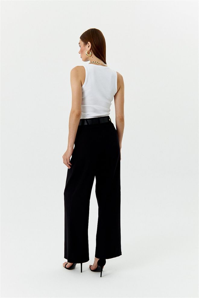 Tuba High Waist Palazzo Women's Trousers Black Wholesale Clothing 5