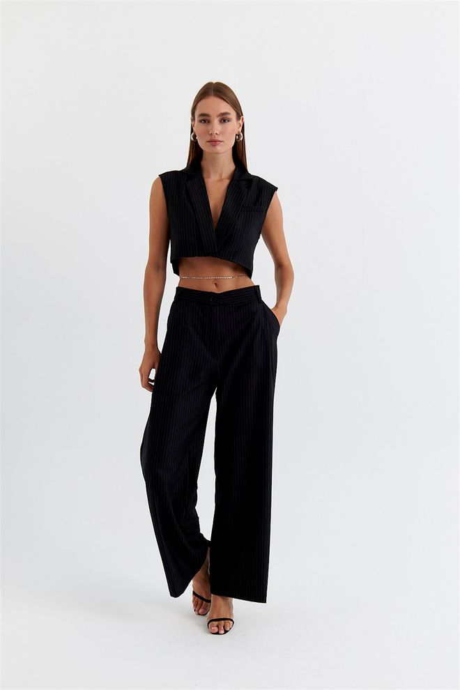 Tuba Costume Femme Pantalon Débardeur Rayé Noir Vêtements en gros Sexy