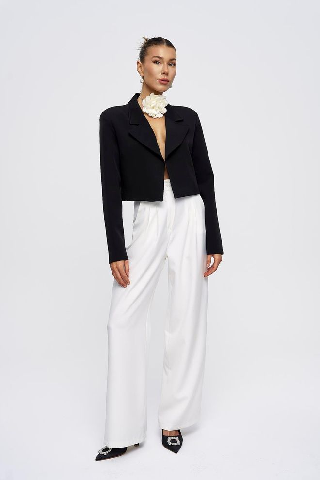 Tuba Padded Blazer Crop Women's Jacket Black Wholesale Clothing Fall