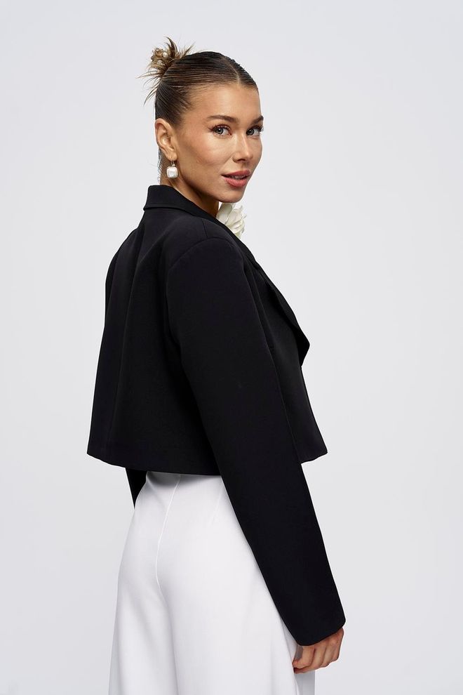 Tuba Padded Blazer Crop Women's Jacket Black Wholesale Clothing 4