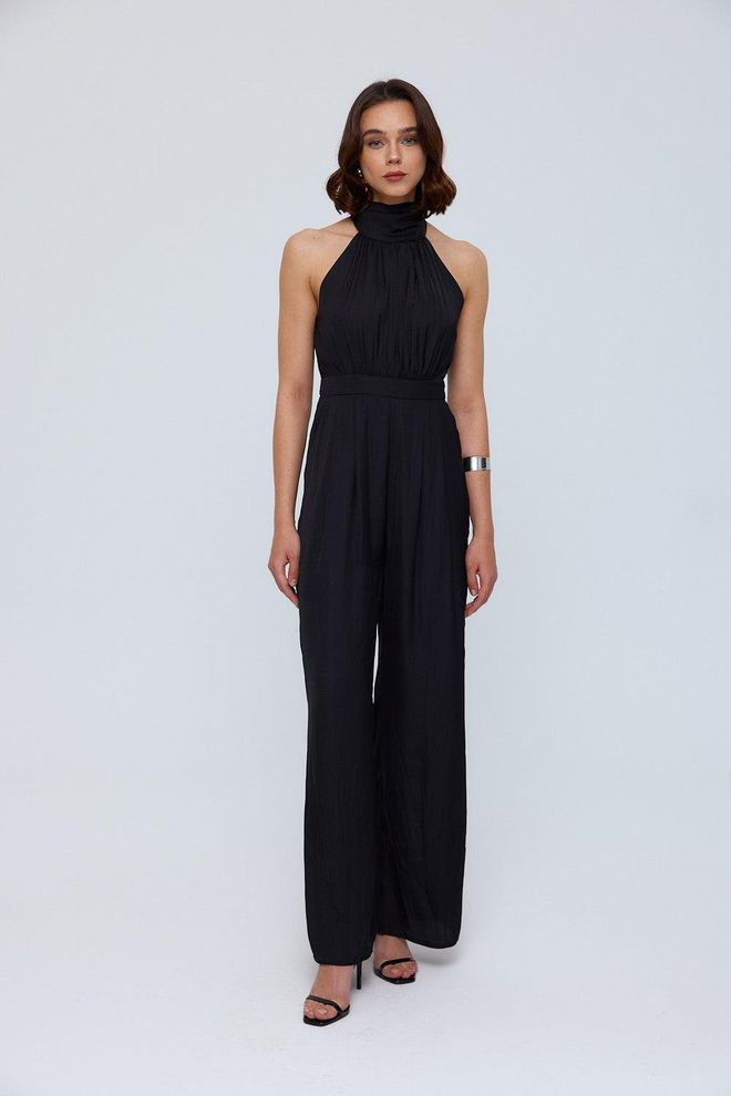 Tuba Tuta Lunga Da Donna Con Scollo All'americana Nera Abbigliamento all'ingrosso Elegante
