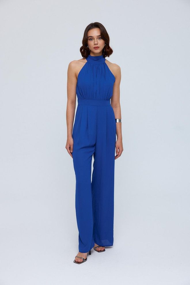 Tuba Tuta Da Donna Lunga Blu Con Scollo All'americana Saks Abbigliamento all'ingrosso Elegante