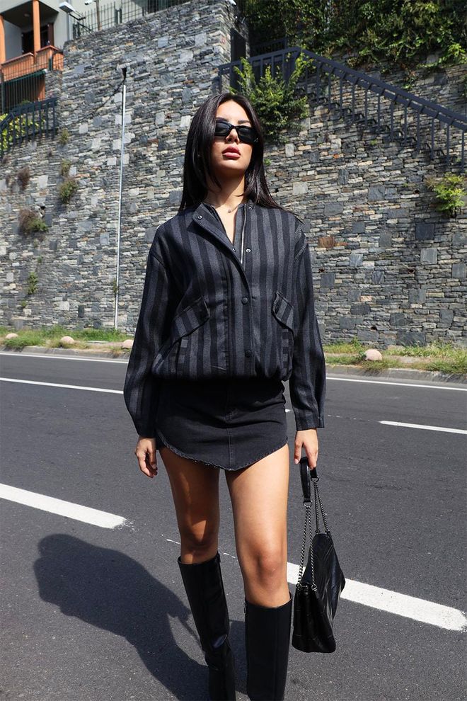Tuba Giacca Bomber Kaşe Da Donna Nera Abbigliamento all'ingrosso Casuale