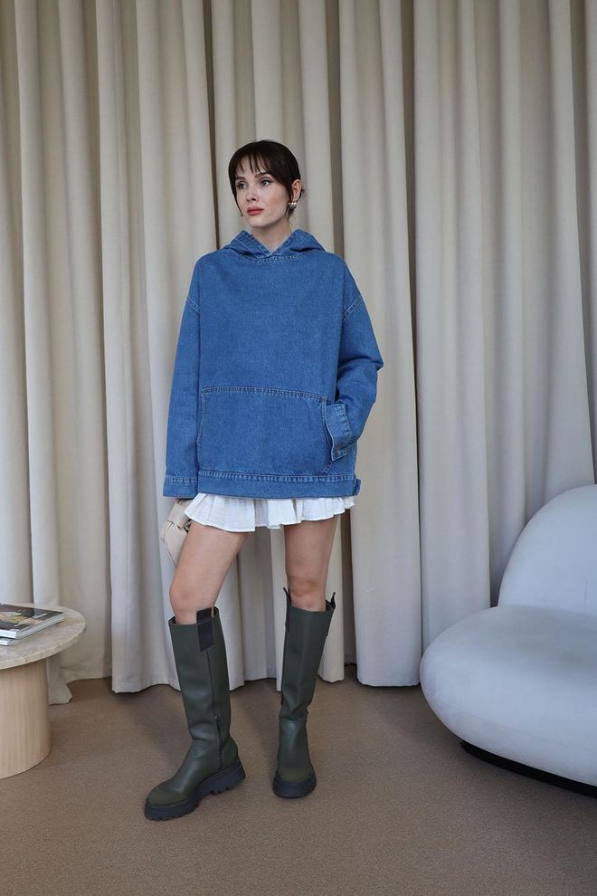 Tuba Τζιν Γυναικείο Φούτερ Oversize Μπλε Χονδρικό εμπόριο ενδυμάτων Casual