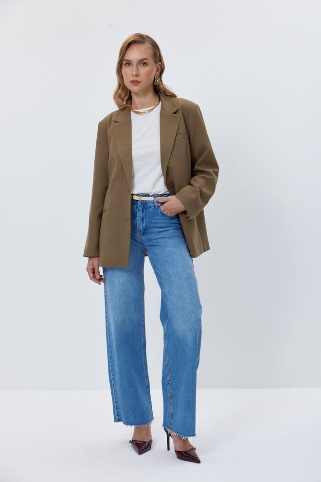 Tuba Giacca Da Donna Blazer Oversize Kaki Abbigliamento all'ingrosso Formale