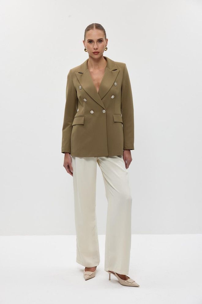Tuba Giacca Da Donna Blazer Doppiopetto Kaki Abbigliamento all'ingrosso Formale