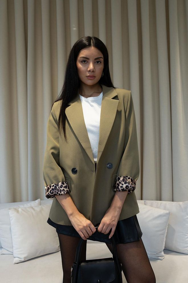 Tuba Giacca Da Donna Blazer Doppiopetto Kaki Abbigliamento all'ingrosso Formale