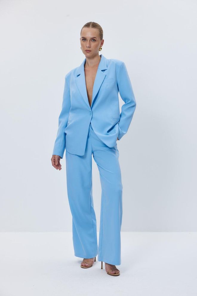 Tuba Dámske Nohavice Palazzo S Vyšívaným Pásom – Modré Veľkoobchod s oblečením Formálny