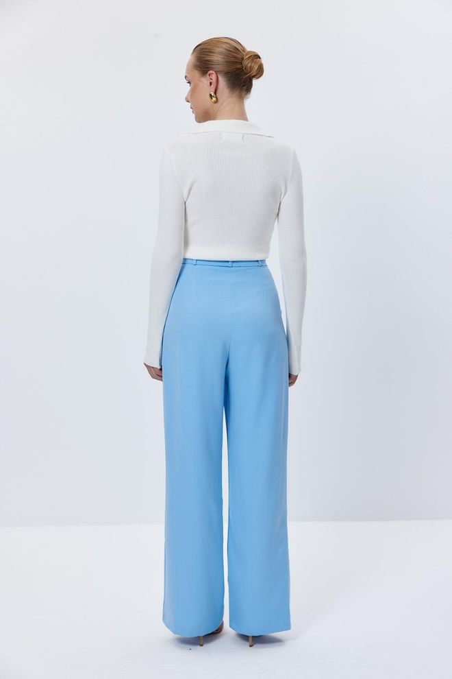 Tuba Dámske Nohavice Palazzo S Vyšívaným Pásom – Modré Veľkoobchod s oblečením 6