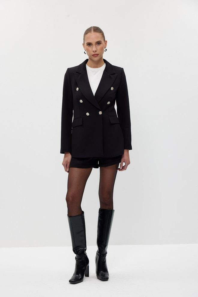 Tuba Giacca Da Donna Blazer Doppiopetto Nera Abbigliamento all'ingrosso Formale