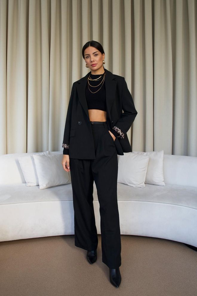 Tuba Giacca Da Donna Blazer Doppiopetto Nera Abbigliamento all'ingrosso Formale