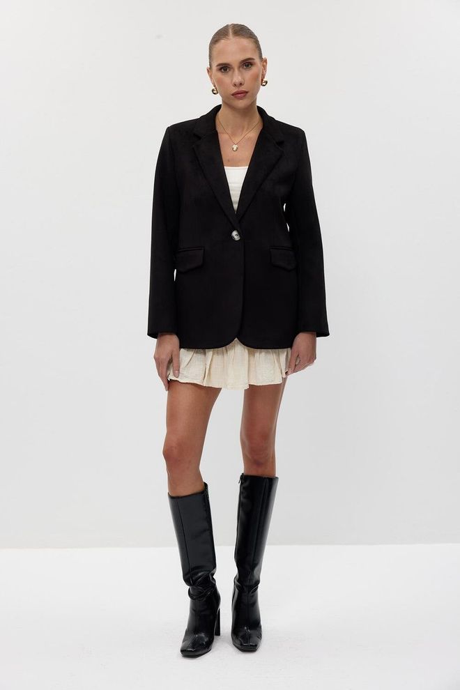 Tuba Giacca Da Donna Taglia Ovar In Finta Pelle Scamosciata Nera Abbigliamento all'ingrosso Formale