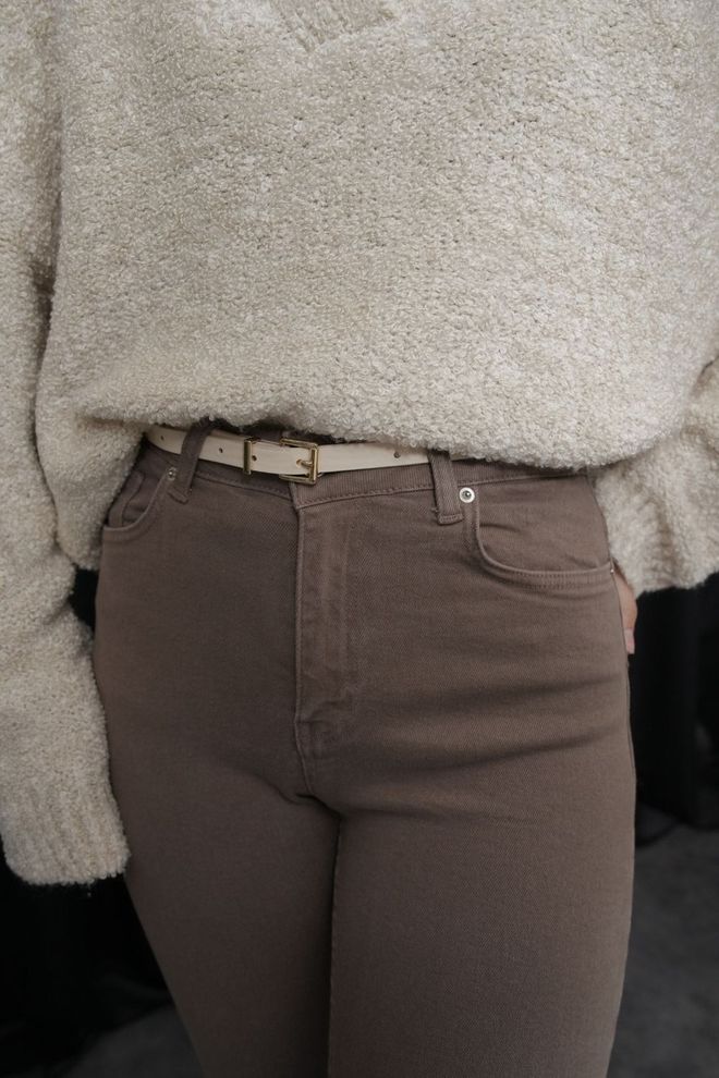 Tuba Dünner Damengürtel Mit Quadratischer Schnalle – Beige Großhandelskleidung 0
