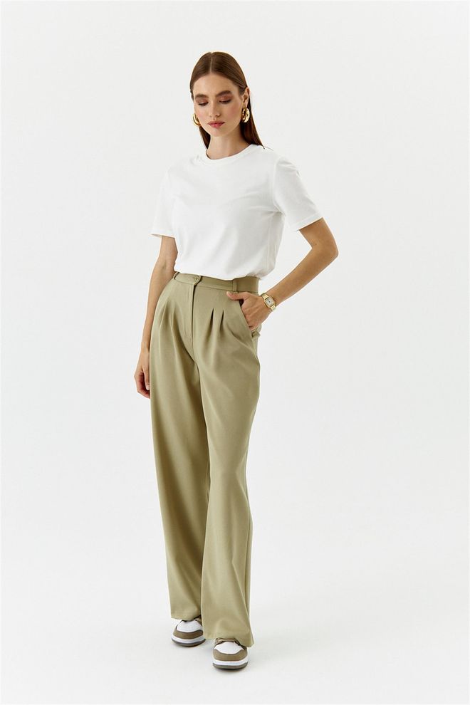 Tuba High Waist Palazzo Women's Trousers Light Khaki Wholesale Clothing Fall